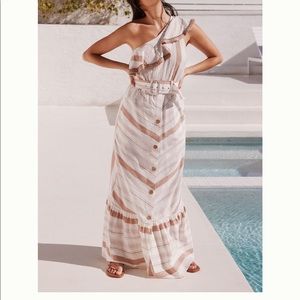 Anthropologie Dress/Grace One Shoulder Ruffle Maxi